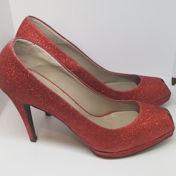 Diane B. Milano red glitter peep toe heel 41 - Picture 2 of 5